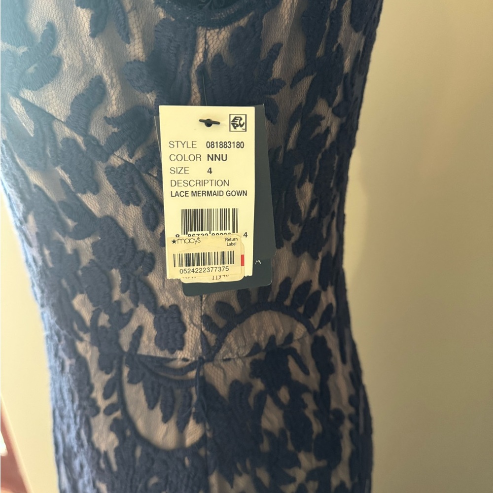 Adrianna Papell Navy Lace Gown - Picture 2 of 5